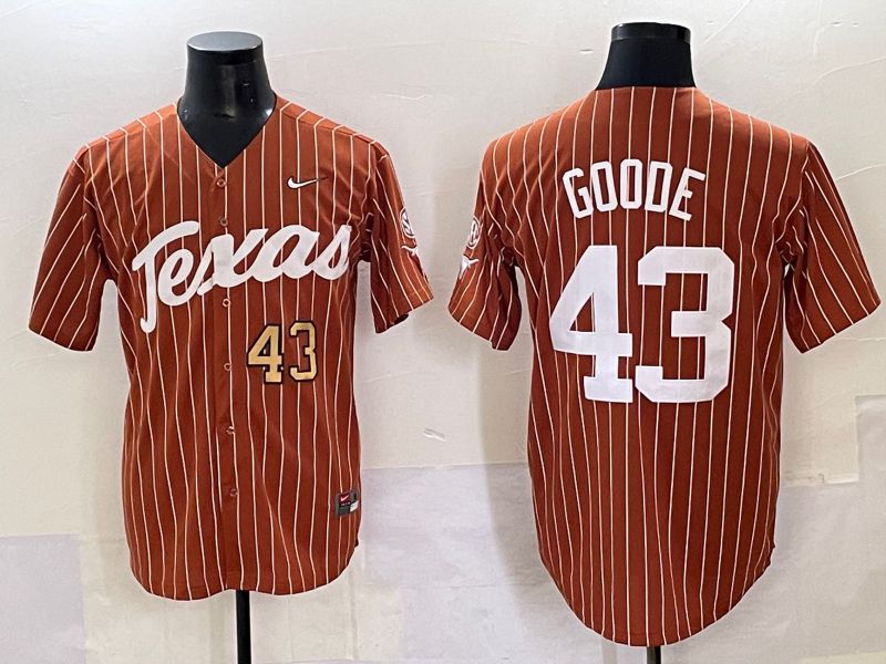 Men 2025 Texas Longhorns #43 Goode Brown stripe Joint Name Nike NCAA Jersey style 7->ncaa teams->NCAA Jersey